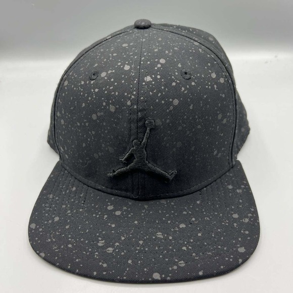 Air Jordan Hat Men Black Speckled Print Embroidered Jumpman Snap Back Cap